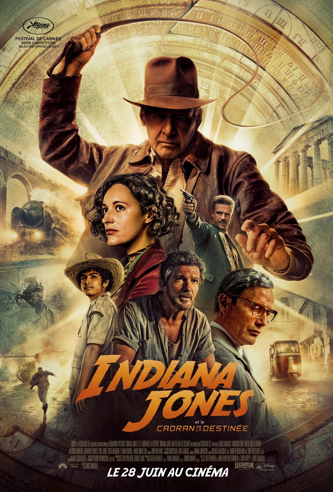 L'affiche fran&ccedil;aise du film Indiana Jones et le Cadran de la destin&eacute;e