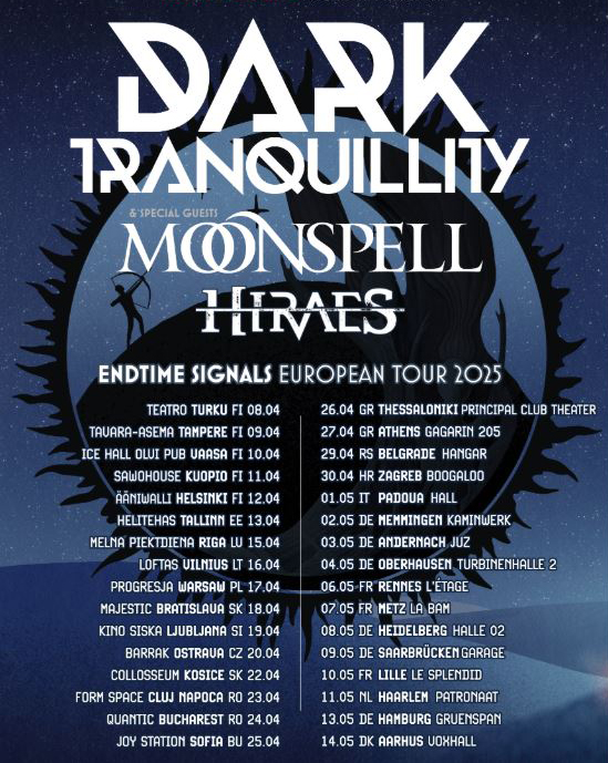 Le Endtime signals european Tour de Dark Tranquillity et Moonspell en avril et mai 2025