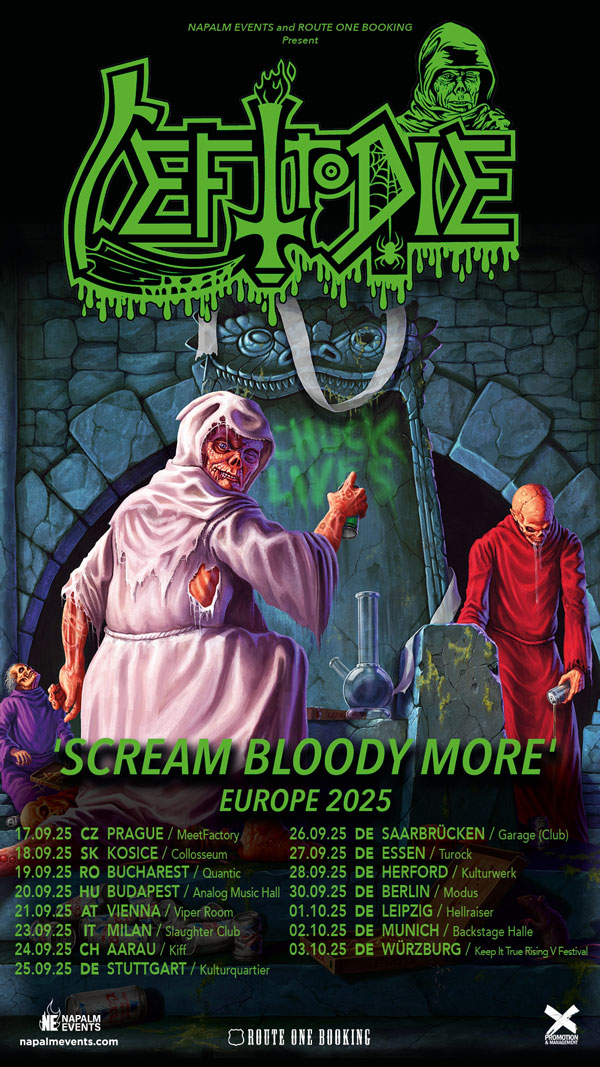 Die Left to die Tour 2025 f&uuml;r Fans von Chuck Schuldiners Death