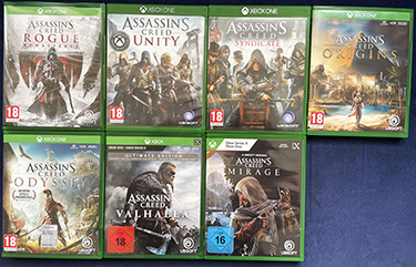 Assassin's Creed Rogue, Unity, Syndicate, Origins, Oddyssey, Valhalla und Mirage