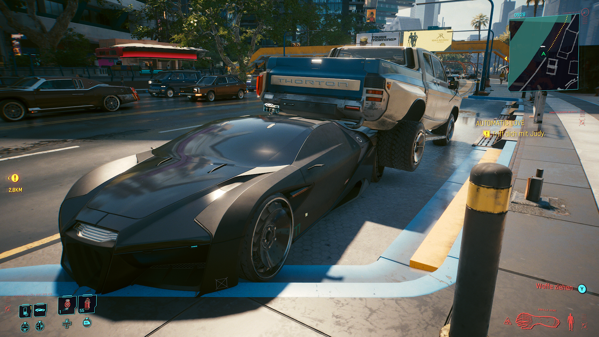 Hey, ich wurde in Cyberpunk 2077 zugeparkt