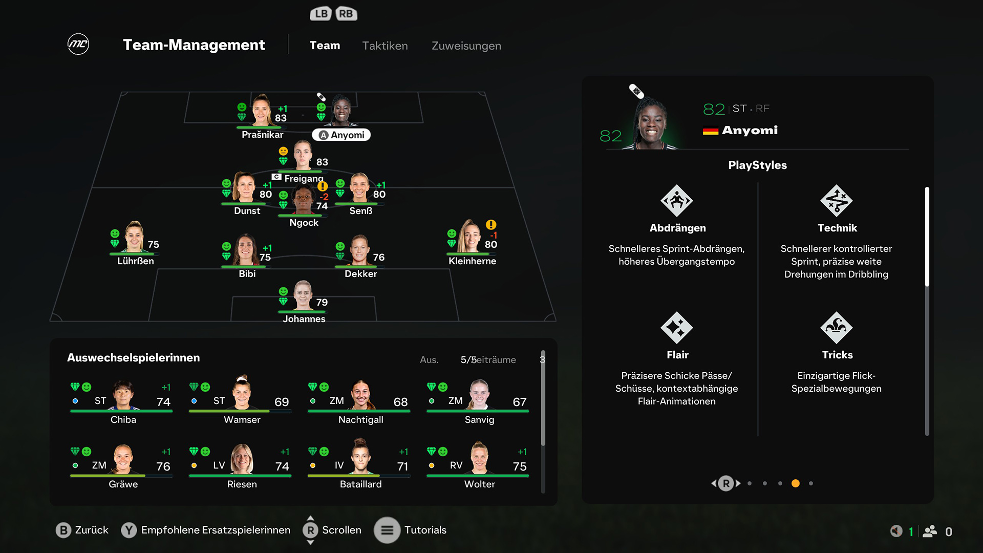 Die Eintracht-M&auml;dels mit einer 4-4-2-Raute Aufstellung