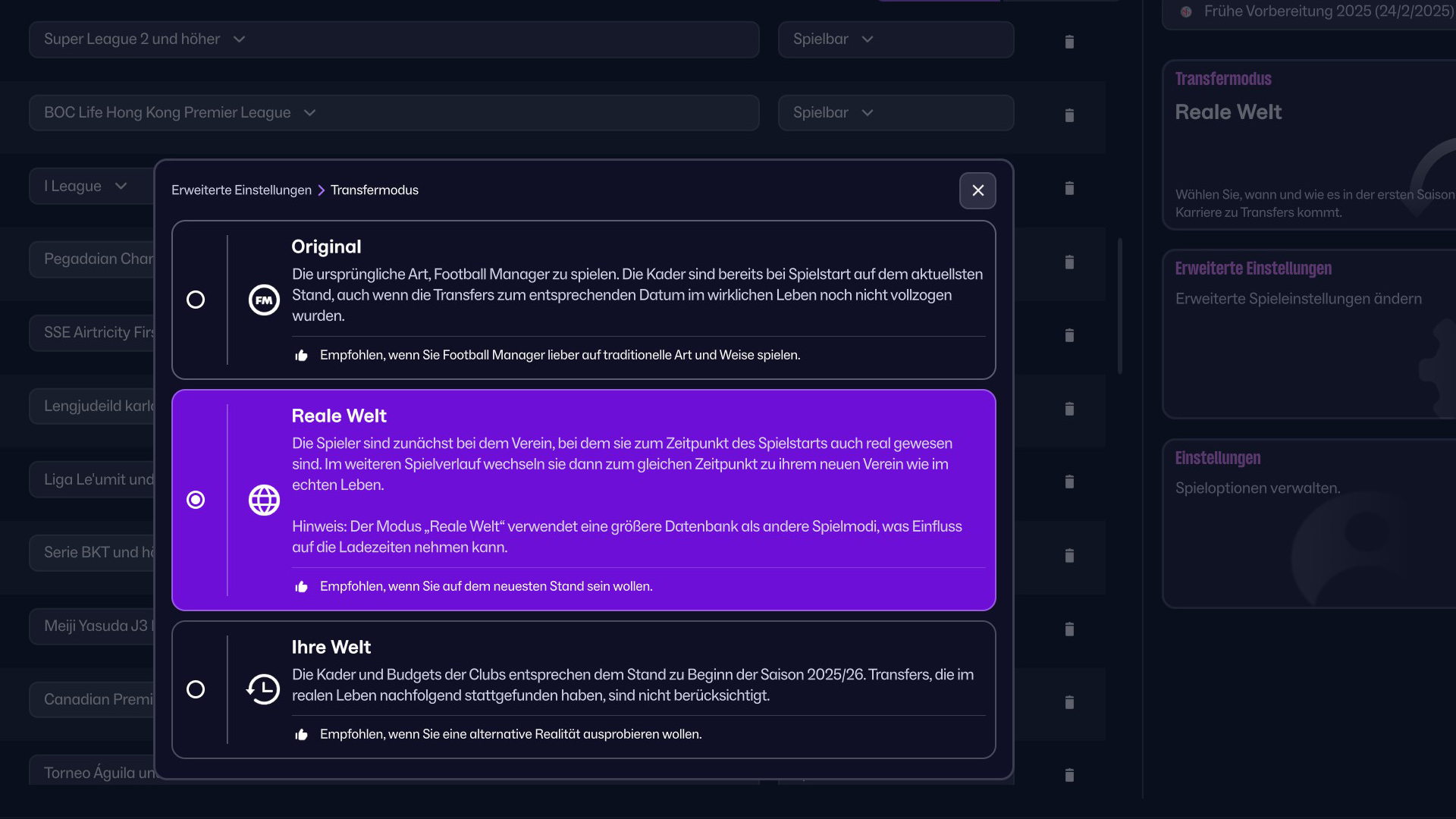 W&auml;hle das Transfer-System