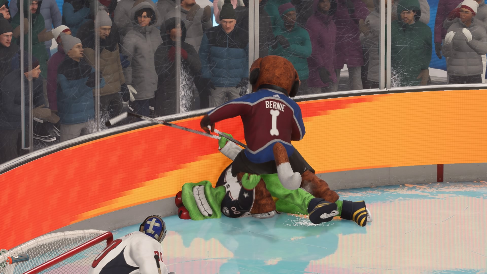 Bandencheck vom Avalanche-Maskottchen Bernie