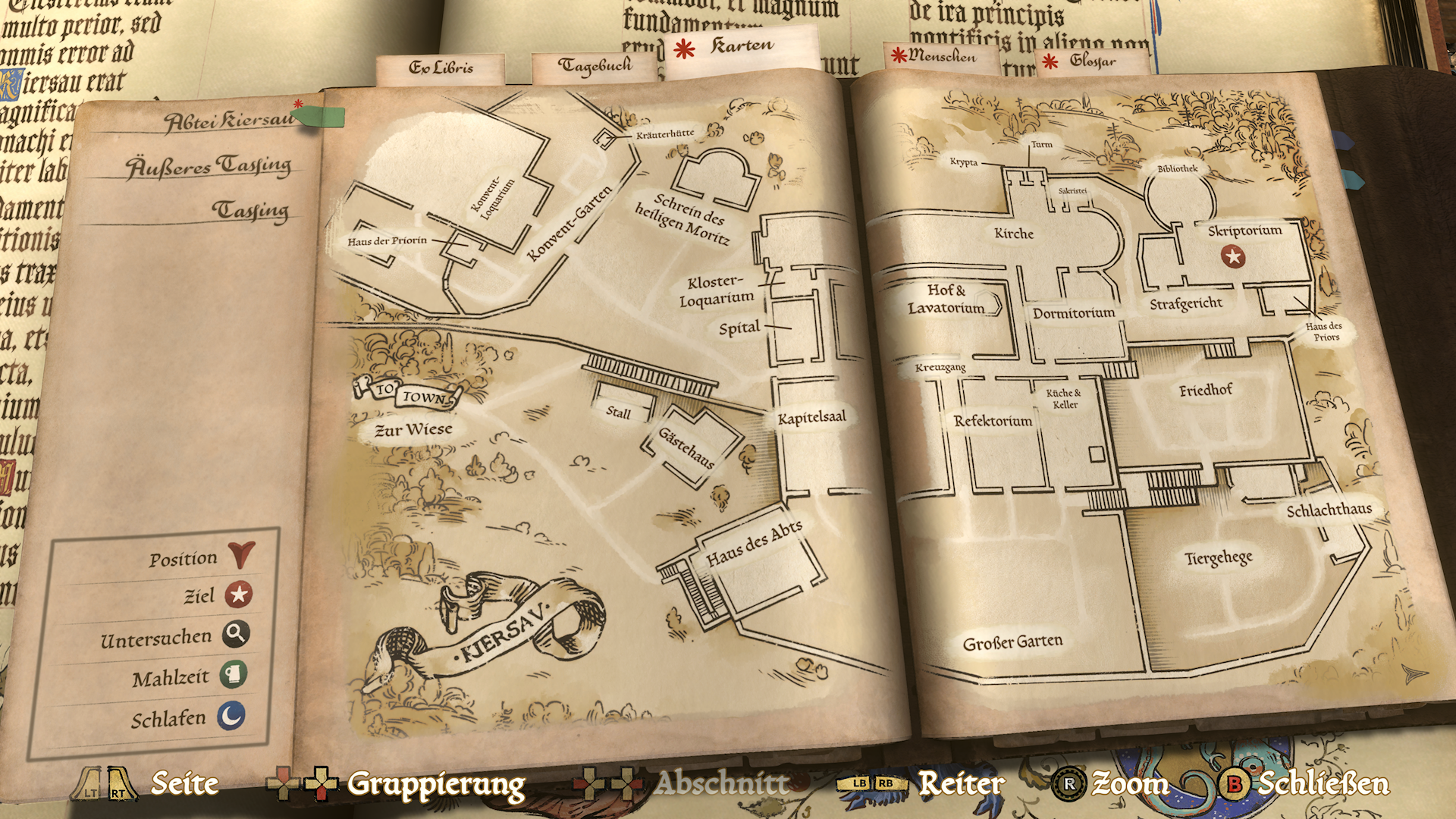 Im Buch werden alle wichtigen Landmarken vermerkt.